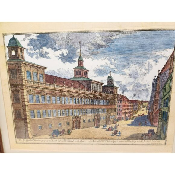 Vintage Framed & Matted La Maison de Ville a Nuremberg Print 15.5" by 12.5" - Picture 3 of 10